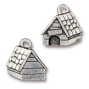Lot of 10 TierraCast Dog House Charm Antiqued Silver Plated